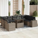 Gossi set mobilier de gradina cu perne, 10 piese, gri, poliratan