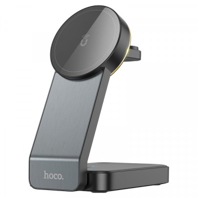 Incarcator Retea Wireless HOCO CQ3 3in1, 15W, 1.67A, Negru foto