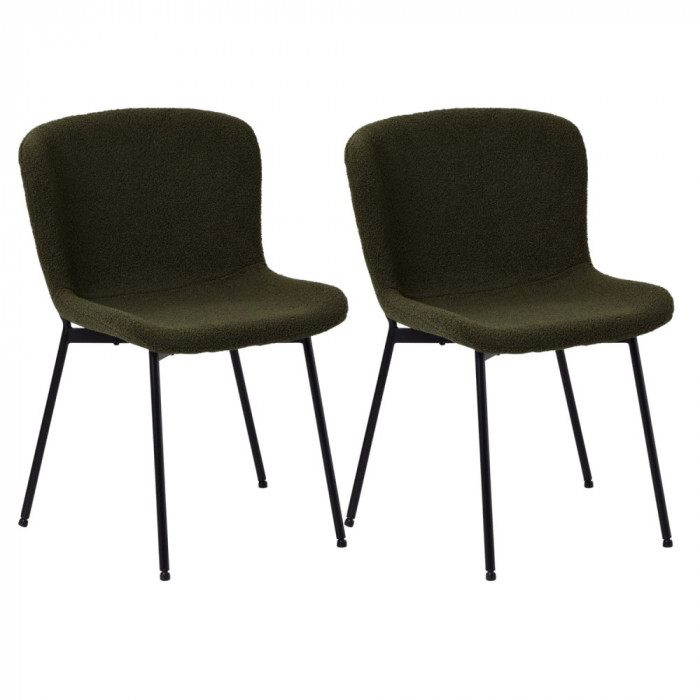 Set of 2 Green Dining Chairs Teddy