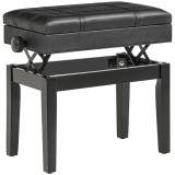 HOMCOM Scaun pentru Pian cu &Icirc;nălțime Reglabilă și Spațiu de Depozitare, 63x35x46-56 cm, Negru | Aosom Romania