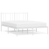 Cumpara ieftin Cadru de pat metalic cu tablie, alb, 160x200 cm