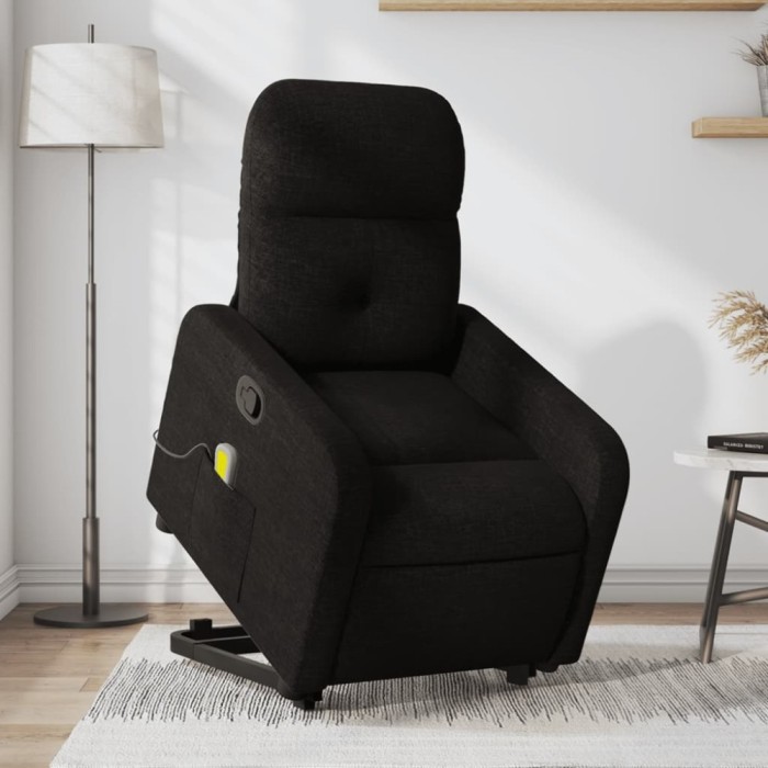 Gossi fotoliu rabatabil de masaj, cu ridicare, negru, material textil