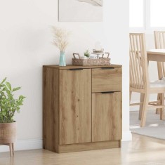 vidaXL Bufet cu sertar stejar artizanal 60 x 30 x 70 cm Lemn compozit