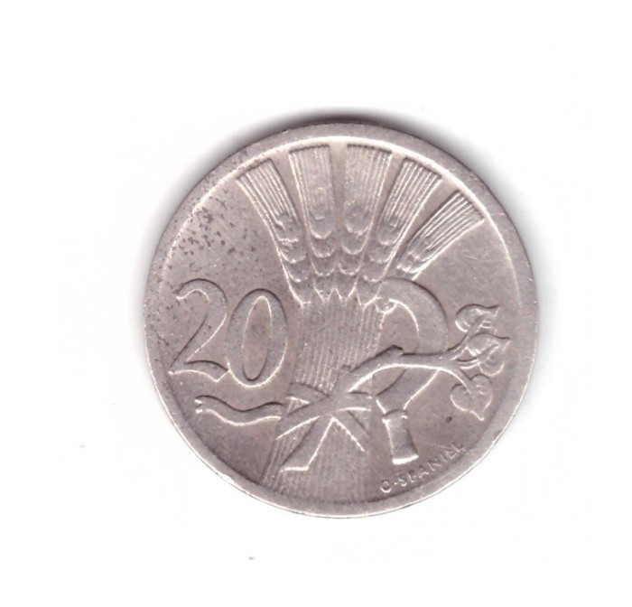 Moneda Cehoslovacia 20 haleru / haler 1927, stare buna, curata