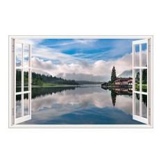 Sticker decorativ, Fereastra 3D, Cer oglindit in lac, 85 cm, 390STK