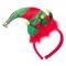 Accesoriu &Icirc;mbrăcăminte Crăciun, Coronită Păr, Căciulă Pitic, Pene Roșii, Poliester, Roșu și Verde