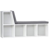 HOMCOM Bibliotecă Modulară cu 5 Rafturi Deschise și 2 Perne, Mobilier pentru Living, Dormitor și Birou, Gri Alb | Aosom Romania