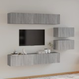 VidaXL Set dulapuri TV, 6 piese, gri sonoma, lemn prelucrat