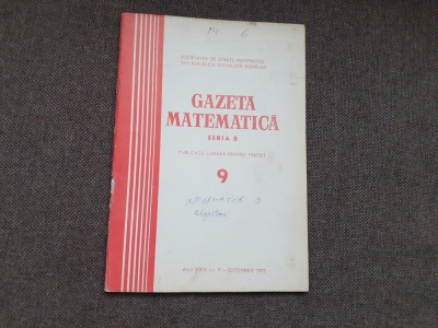 GAZETA MATEMATICA NR 9/1973 foto
