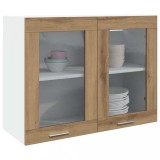 vidaXL Dulap de sticlă suspendat &ldquo;Lyon&rdquo; Stejar artizanal 80x31x60 cm