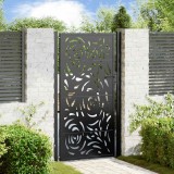 VidaXL Poarta de gradina neagra 105x180 cm design flacara din otel