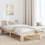 VidaXL Cadru de pat cu headboard Maro 100 x 200 cm Lemn masiv de pin 872623
