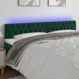 vidaXL Tăblie de pat cu LED, verde &icirc;nchis, 200x7x78/88 cm, catifea 3122017