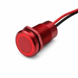 Buton tactil piezoelectric SPST 22mm, metalic rosu, LED rosu verde, NO, 12-24V DC, 0.2A, IP67, cu mentinere