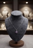 Colier Argint 925 Zirconiu Cubic Violet Pear Halo Lant 45cm Inchidere Carabina Atcom