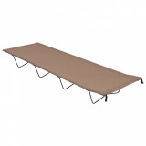 Pat de camping, gri taupe, 180x60x19 cm, țesătură oxford &amp; oțel