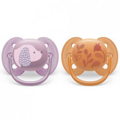 Suzete Ultra Soft Philips Avent, 6-18 luni, 2 bucati, Bleu si Gri cu Desen, SCF091/18, Philips