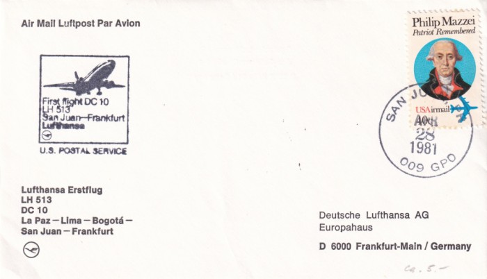 FILATELIE TEMATICA - PLIC USA TEMATICA AVION AVIOANE AVIATIE AIRMAIL