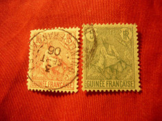 2 Timbre Guineea Franceza 1904 - Uzuale : 5C si 10C , stampilate foto