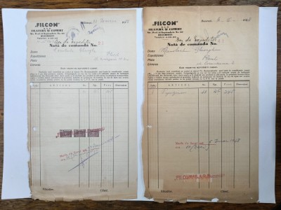 Lot 4 facturi emise de FILCOM S.A.R. Filatura si Comert Bucuresti 1948 / CD1P foto
