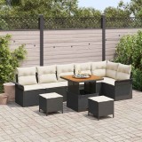 Cumpara ieftin Set de canapele pentru grădină cu pernă 9 pcs Negru, Crem