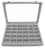 Cumpara ieftin Caseta Gri pentru prezentare bijuterii cu 30 spatii