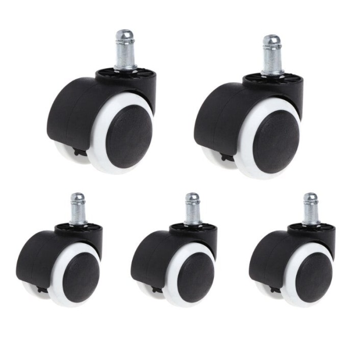 Set role pentru scaun de birou DEPOX, cauciuc, 5 bucati, negru