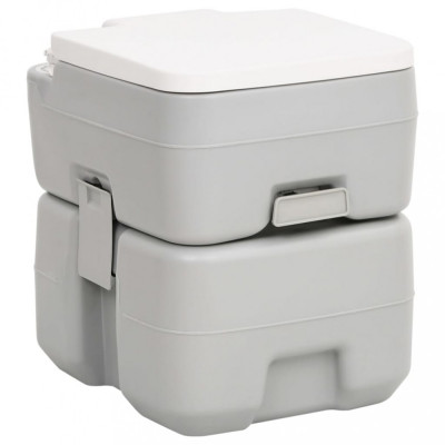 vidaXL Toaletă portabilă de camping, gri și alb, 20+10 L, HDPE foto