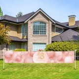 Banner aniversar INCOK, 18 ani, poliester, roz/auriu, 0,5 x 3 m