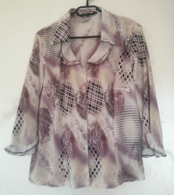 Bluza camasa dama GRAZKA masura 44 vintage bumbac, cu volanase la gat si maneci foto