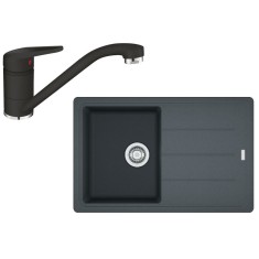 Pachet chiuveta Franke BFG 611-78 Fragranite + Baterie Novara Plus, Reversibila, 78x50 cm, Negru