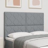 vidaXL Tăblie LED Design Bloche Diamante Gri Deschis 160 cm din Țesătură
