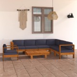 VidaXL Set mobilier grădină perne gri &icirc;nchis, 8 piese, lemn acacia