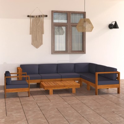 Gossi set mobilier gradina perne gri inchis, 8 piese, lemn acacia foto