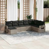 VidaXL Set mobilier de grădină cu perne, 8 piese gri deschis poliratan