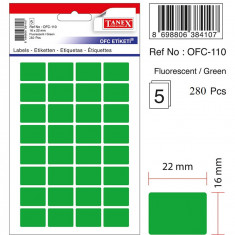 Etichete Autoadezive Color, 16 X 22 Mm, 160 Buc/set, Tanex - Verde Fluorescent