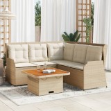 vidaXL Set mobilier de grădină cu perne, 4 piese, bej, poliratan