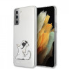 Husa de protectie telefon Karl Lagerfeld pentru Samsung Galaxy S21+, Choupette Eats, PC si TPU, KLHCS21MCFNRC, Transparent