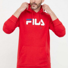 Fila bluza barbati, culoarea rosu, cu glugă, cu imprimeu