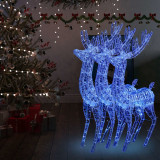 Ren de Craciun 250 LED-uri, 3 buc., albastru, 180 cm, acril XXL GartenMobel Dekor, vidaXL