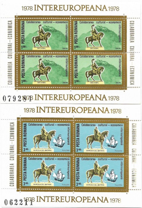 Colitele Colab. Cultural - Ec. Intereurop. (pereche blocuri de 4), 1978 - NEOBL.