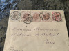 Plic filatelic circulat 1899, Spic de grau, Bucuresti-Paris, 15+1+3x3 , 25 bani