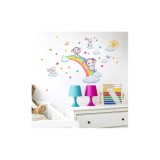 Cumpara ieftin Sticker Perete Autocolant Elefanti pe Curcubeu - 76x55cm - 96435