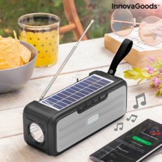 Difuzor bluetooth cu incarcare solara, radio, hands-free, Intrare USB, AUX, microSD si lanterna LED InnovaGoods