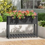 Cumpara ieftin Jardinieră cu raft, gri, 111,5x34,5x81 cm, lemn masiv de pin