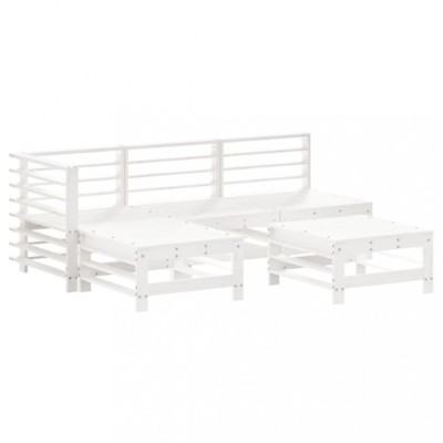 Set mobilier relaxare de gradina 5 piese alb lemn masiv de pin foto