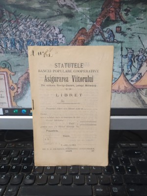 Statutele Băncei populare cooperative Asigurarea Viitorului din com. Covrigi-Costeni, jud. Mehedinți, T&amp;acirc;rgu Jiu 1905, 194 foto