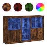 Cumpara ieftin Servanta cu lumini LED, stejar fumuriu, 162x37x100 cm