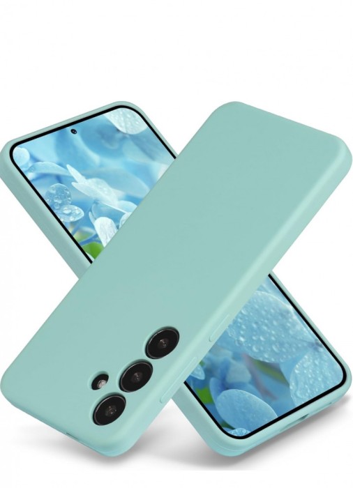 Huse silicon protectie camera cu microfibra pentru Samsung S24 Turcoaz