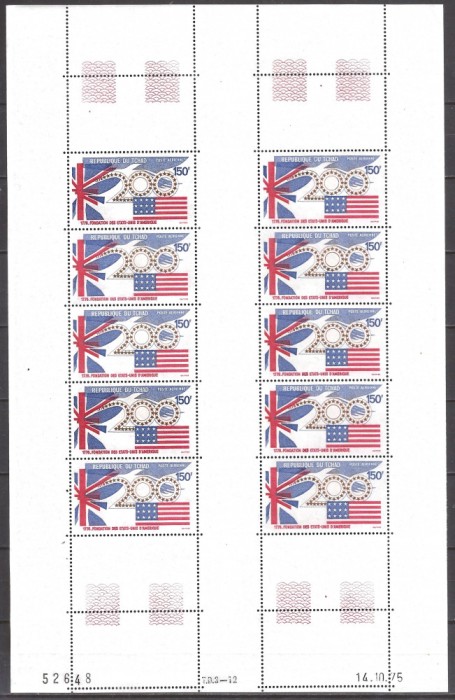 CIAD 1975 ANIVERSARE 200 DE ANI REVOLUTIA AMERICANA ( bloc dt.) MNH